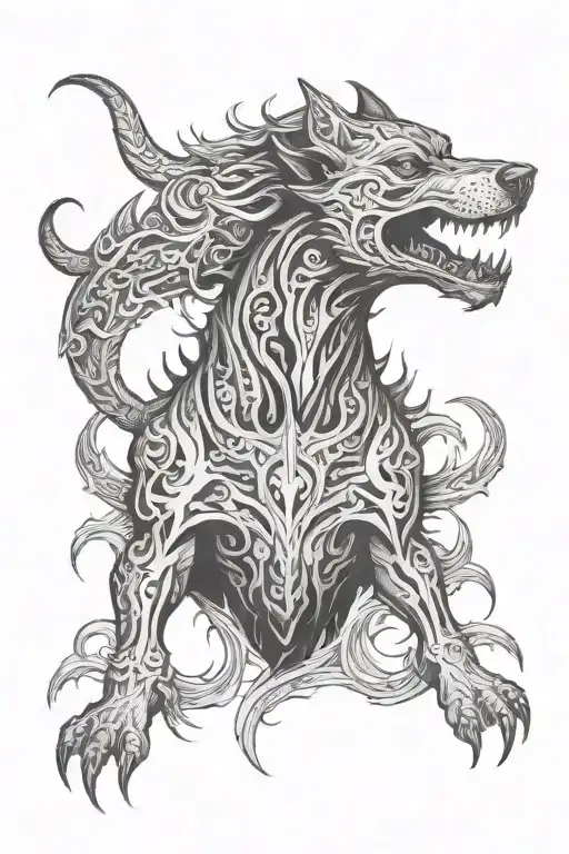 hell hound tattoo design idea