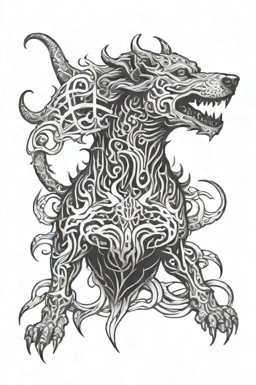 hell hound tattoo design idea
