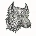 hell hound dog in black tattoo design idea