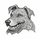 hell hound dog in black tattoo design idea