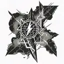 geometry, lightning, abstract, travel, lines, black and white, hand tattoo design idea