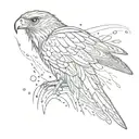 hawk, fire and rain drops tattoo design idea