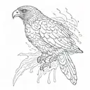 hawk, fire and rain drops tattoo design idea