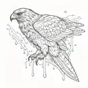 hawk, fire and rain drops tattoo design idea