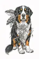 Bernese mountain dog willow tree intertwined tattoo design idea