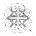 cross wrapped in barbed wire tattoo design idea