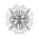 cross wrapped in barbed wire tattoo design idea