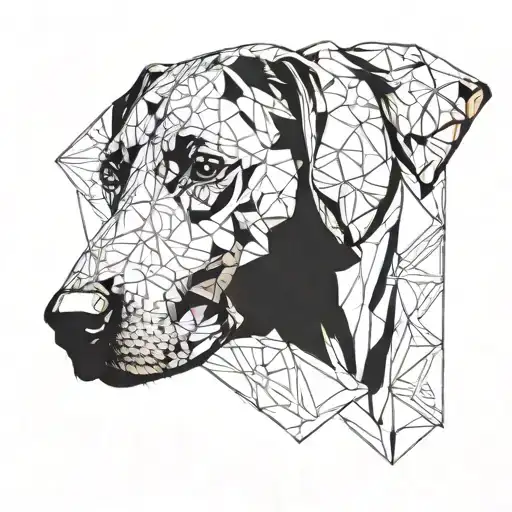 A geometric tattoo design featuring a stylized Rhodesian Ridgeback dog with an infinity symbol incorporated into the design, reflecting your deep connection with this breed tattoo design idea