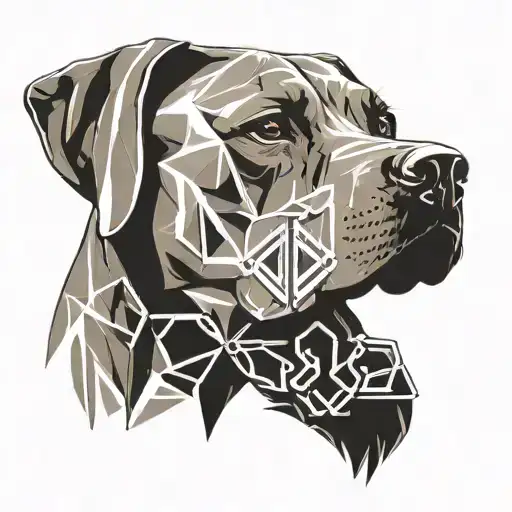 A geometric tattoo design featuring a stylized Rhodesian Ridgeback dog with an infinity symbol incorporated into the design, reflecting your deep connection with this breed tattoo design idea