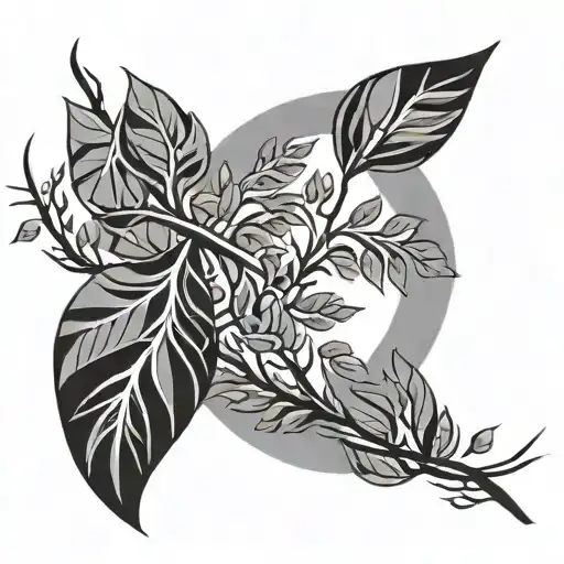 Willow branch with geometric patterns tattoo design idea