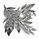 Willow branch with geometric patterns tattoo design idea