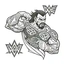 Create a tattoo design featuring a mashup of your favorite WWE wrestler and a character from your favorite anime video game tattoo design idea