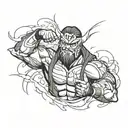 Create a tattoo design featuring a mashup of your favorite WWE wrestler and a character from your favorite anime video game tattoo design idea