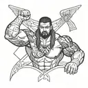 Create a tattoo design featuring a mashup of your favorite WWE wrestler and a character from your favorite anime video game tattoo design idea