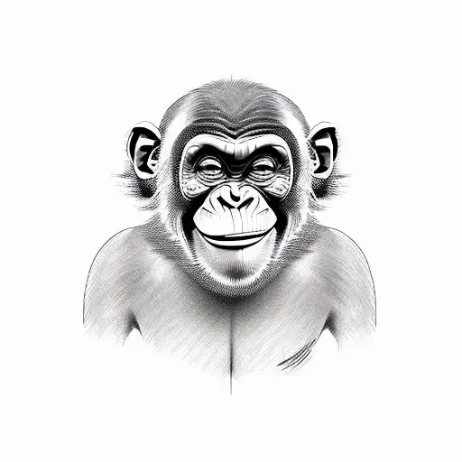 smiling chimp tattoo design idea