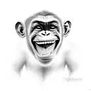 smiling chimp tattoo design idea
