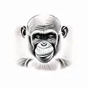smiling chimp tattoo design idea
