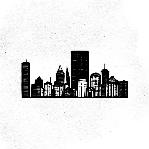 Minimalist Boston Skyline With Red Sox Logo Tattoo Idea - BlackInk AI