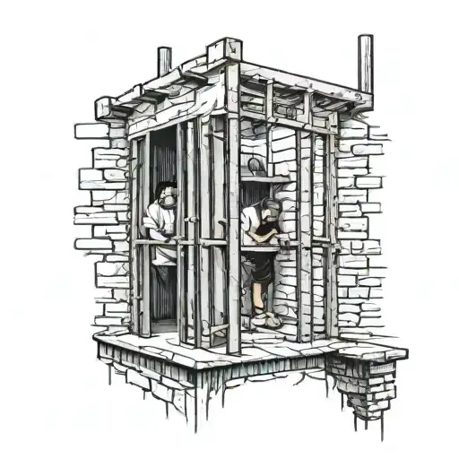 prison cell bar scene tattoo design idea