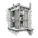 prison cell bar scene tattoo design idea