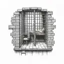 prison cell bar scene tattoo design idea