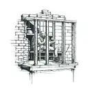 prison cell bar scene tattoo design idea