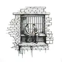 prison cell bar scene tattoo design idea