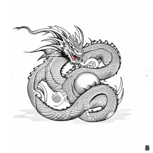 Dragon with big balls tattoo design idea
