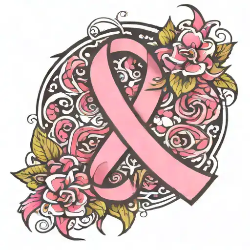breast cancer ribbon tattoo design idea