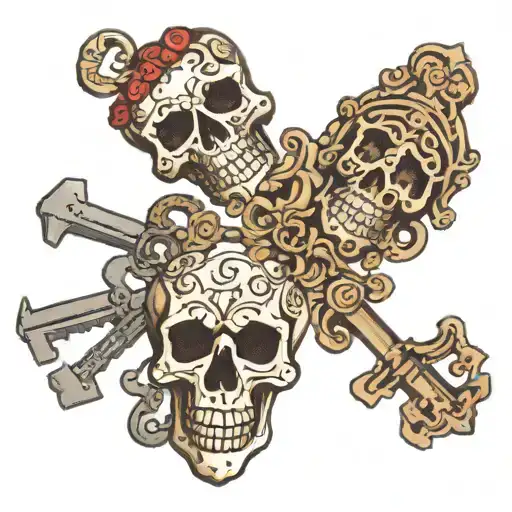 4 Skeleton keys;  each key displaying the names: Sebastian, ZayDee, Severo, Sevena tattoo design idea