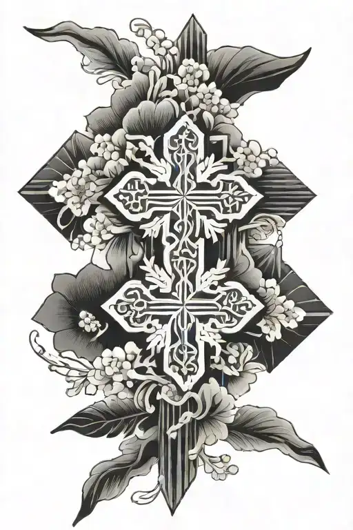 cross and overlapping diamonds  tattoo design idea