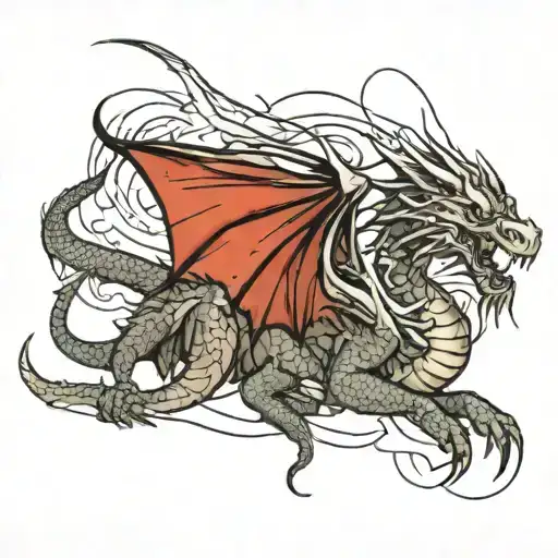 game of thrones dragon crawling and scratching full body tattoo design idea