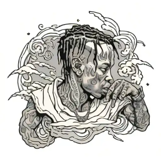 travis scott floating tattoo design idea