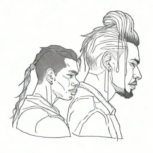 la mitad de la cara de  travis scott y the weeknd  tattoo design idea