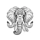 Elephant head with trunk up and pixelazation tattoo design idea