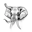Elephant head with trunk up and pixelazation tattoo design idea