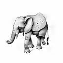 Elephant with trunk up and pixelazation tattoo design idea