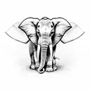 Elephant with trunk up and pixelazation tattoo design idea