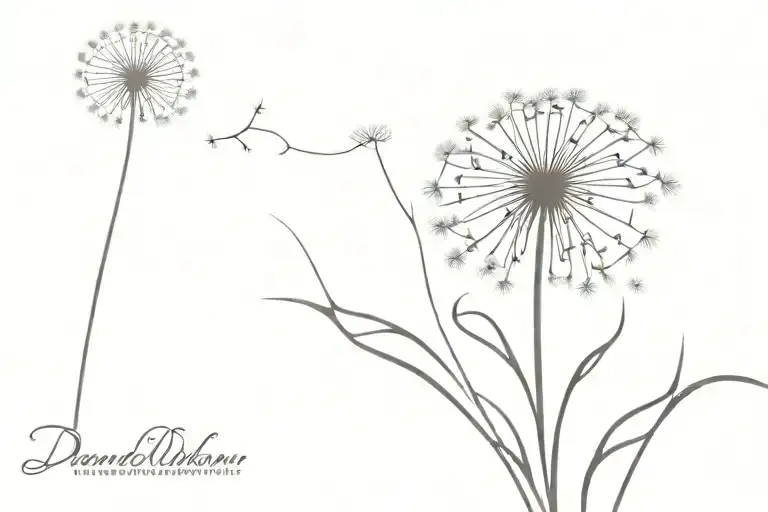 dandelion with come what may  tattoo design idea