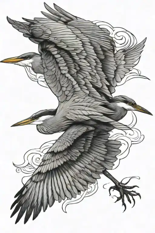 heron flying tattoo design idea