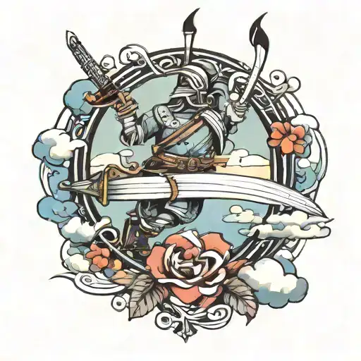 The design should have a piper warrior and the phrase “Sky is the Limit” on it tattoo design idea