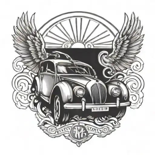 car tattoo design featuring Roman numerals for February 20th 1975 tattoo design idea