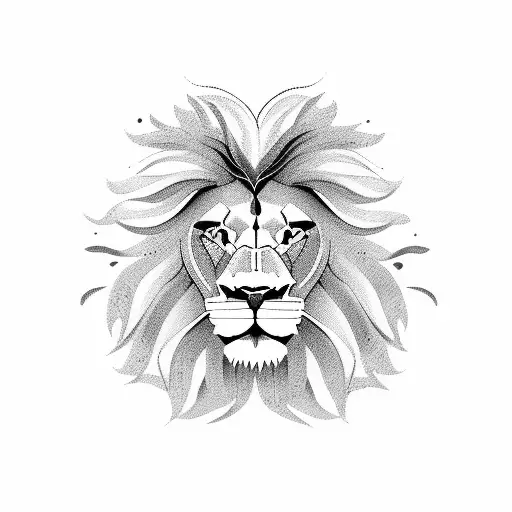 heart with attacking lion coming out tattoo design idea