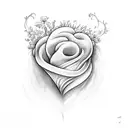 heart covered in a flower wine tattoo design idea