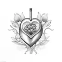 heart covered in a flower wine tattoo design idea