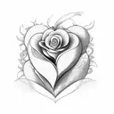 heart covered in a flower wine tattoo design idea