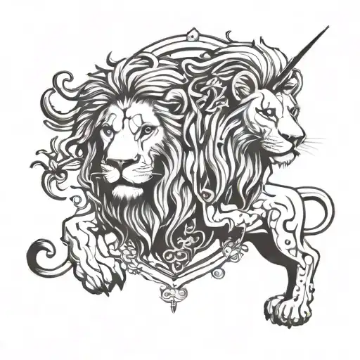 lion and the  lamb tattoo design idea