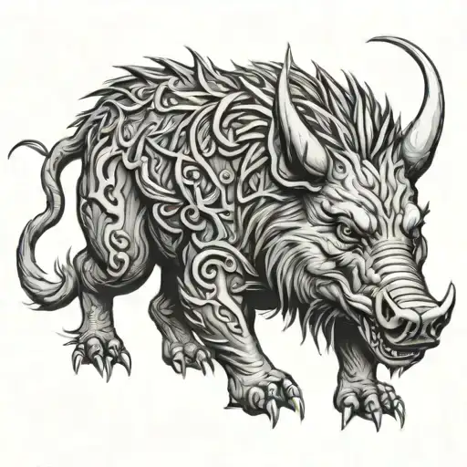 boar monster tattoo design idea