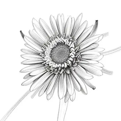 bouquet with scarnation, chrysanthemum, aster, larkspur, and Daisy flowers tattoo design idea