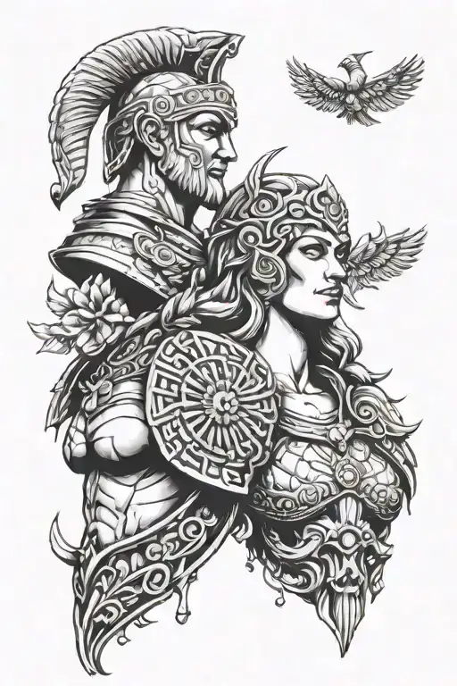 athena and ares face to face tattoo tattoo design idea